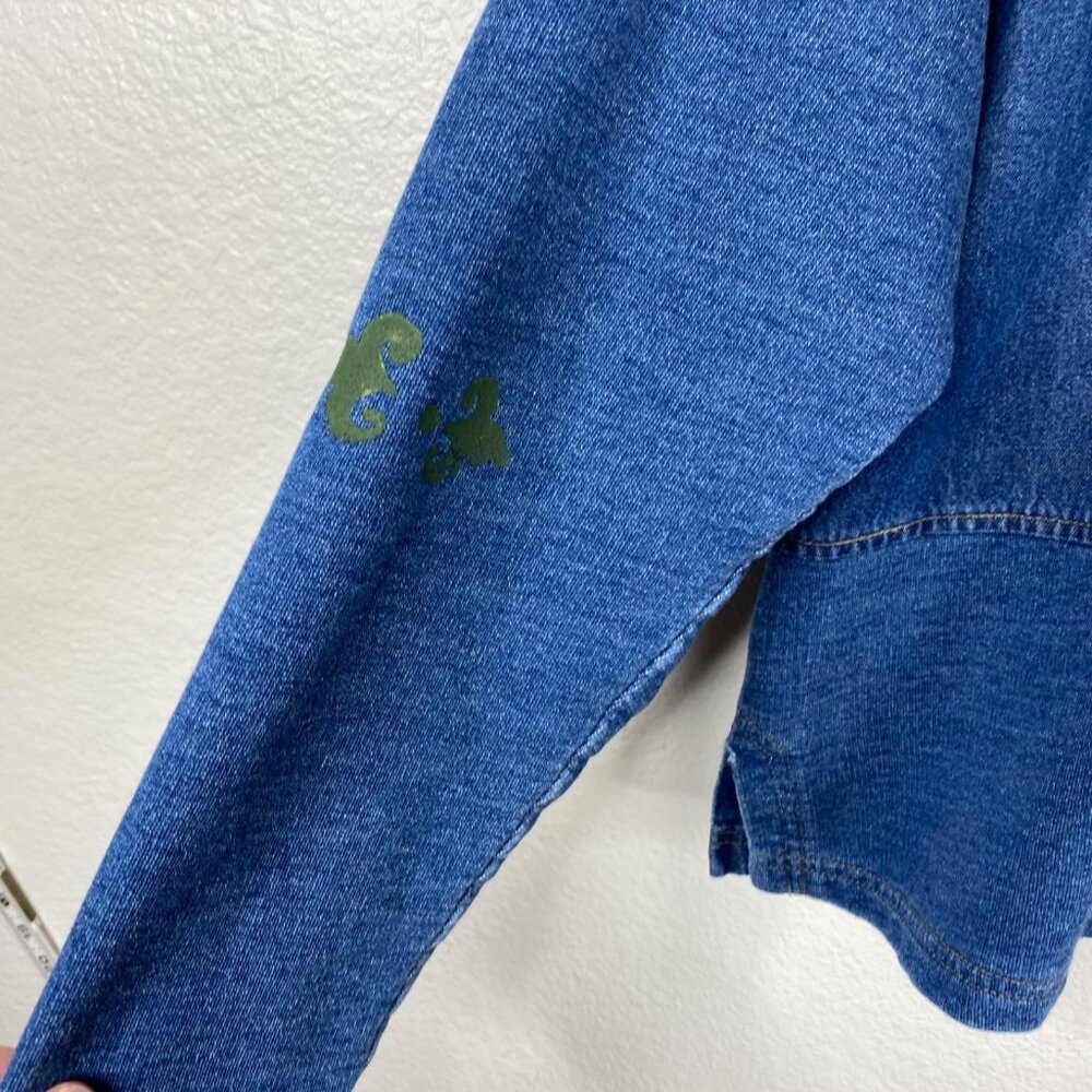 Vintage Saint Germain Paris Top Blue Size XL Denim Hand Painted Boho Art to Wear - Picture 9 of 14